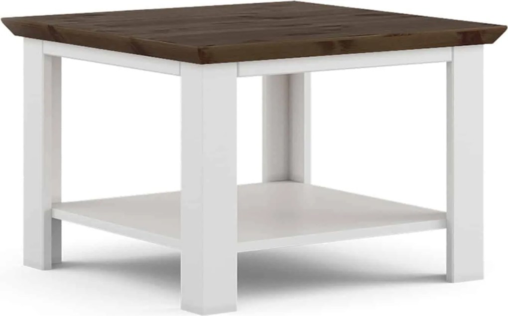 Masă lemn masiv nuc Cafea Iris 75x75cm Alb/