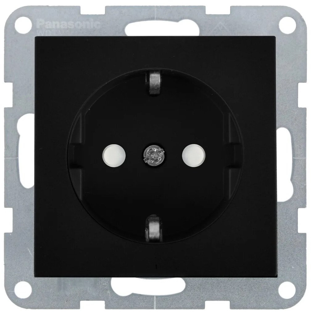 Priza simpla cu impamantare, protectie copii, 16A, IP20, Negru, Panasonic Karre Plus 55