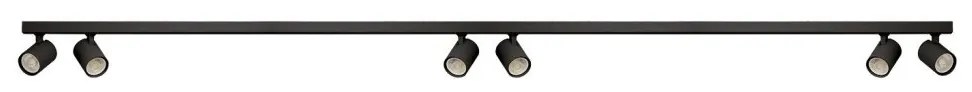 Plafoniera liniara neagra cu 6 spoturi EXO 6, 200cm