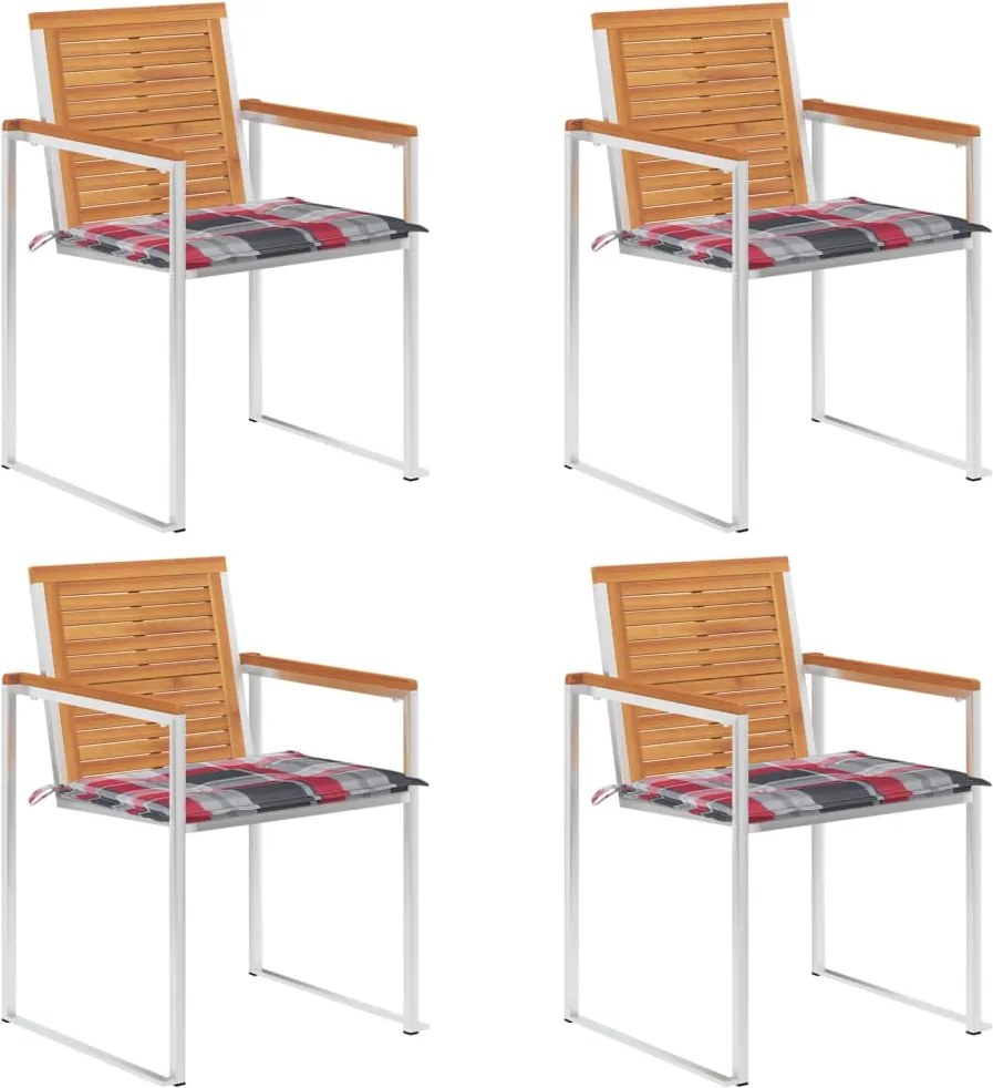 vidaXL Scaune de grădină cu perne, 4 buc., lemn masiv de acacia