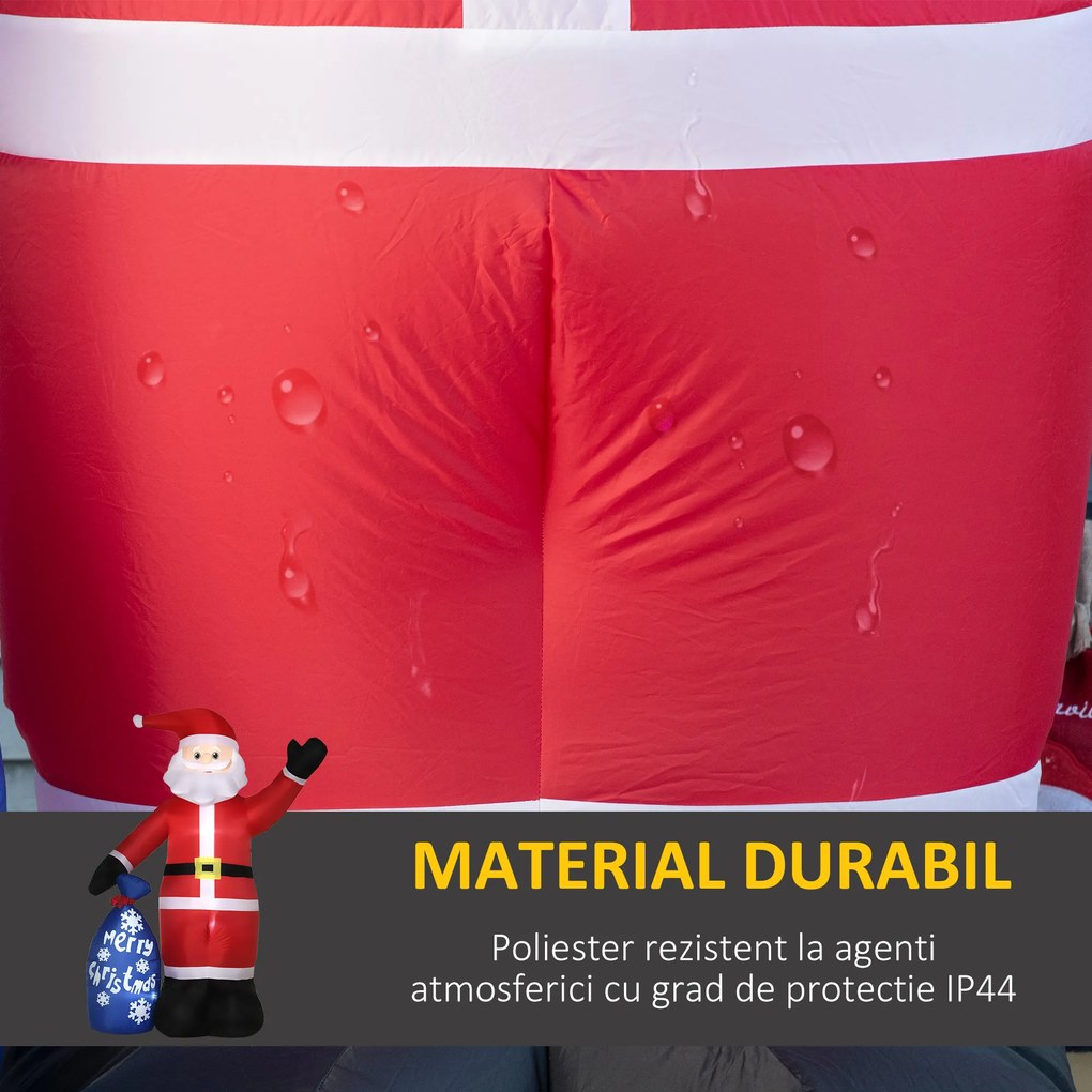 Mos Craciun gonflabil cu lumini LED albe, decor de Craciun pentru exterior si interior cu umflator inclus 146x77x238cm Outsunny | Aosom RO