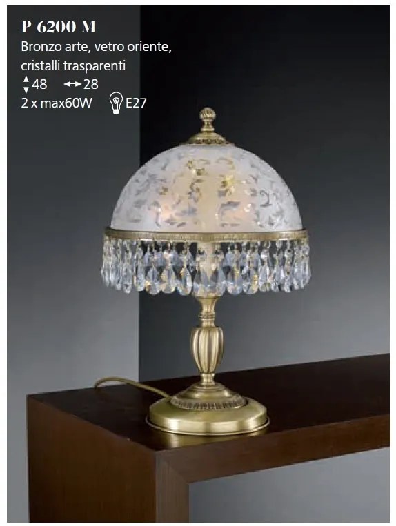 Lampa de masa design clasic realizata manual din alama si Cristal Scholer 6200
