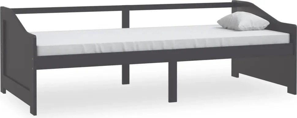 vidaXL Pat de zi cu 3 locuri, gri închis, 90x200 cm, lemn masiv pin