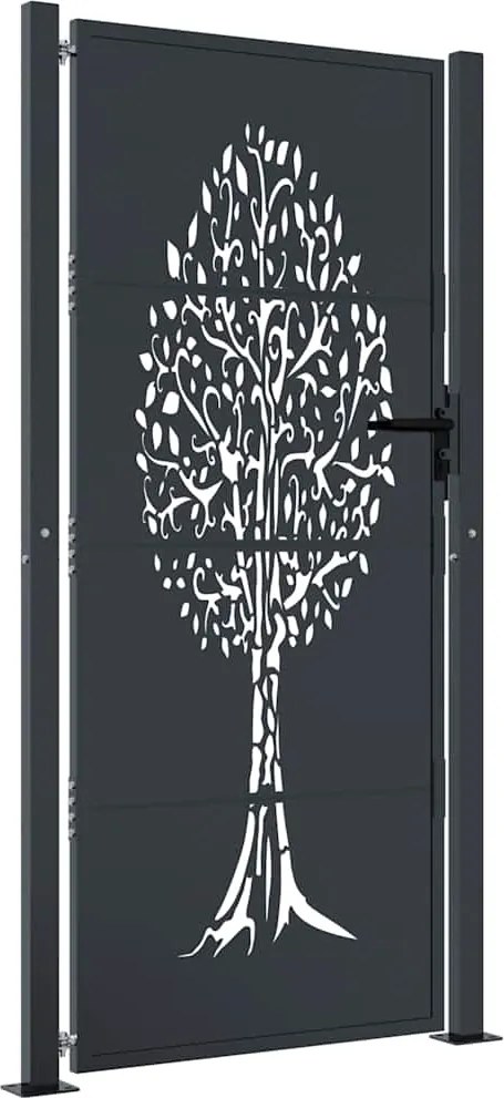 vidaXL Poartă de grădină antracit 100x200 cm oțel model copac