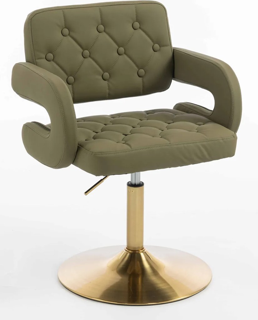 HR8403N Scaun Khaki Piele Ecologica Premium Soft cu Bază Aurie