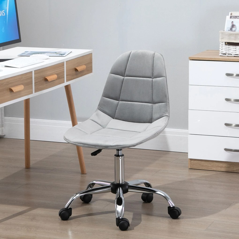 Vinsetto Scaun Ergonomic Rotativ cu Bază cu 5 Roți, Înălțime Ajustabilă, Comfortabil, Gri, Dimensiuni 59x59x81-91cm | Aosom Romania