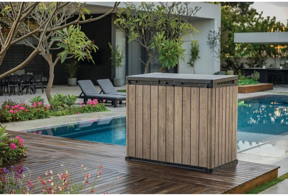 Cutie de depozitare pentru grădină maro din plastic Deco – Keter