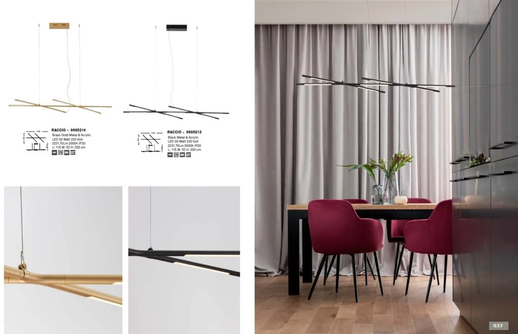 Lustra LED suspendata design modern RACCIO negru