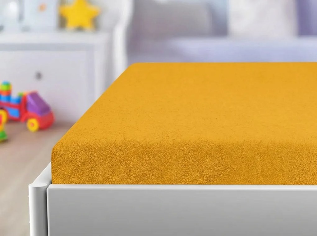 Cearsaf frote pentru patut copii PREMIUM 60x120 cm galben-portocaliu