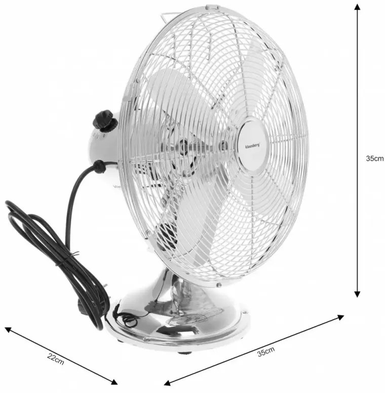 Ventilator de masa Klausberg KB 7537, 35 cm, 40 W, Oscilatie, 3 viteze, Gri