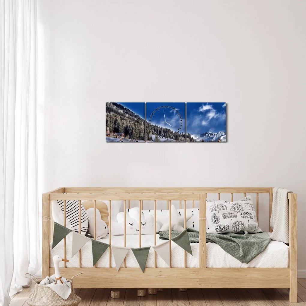 Tablou - Orășel de munte (cu ceas) (90x30 cm)