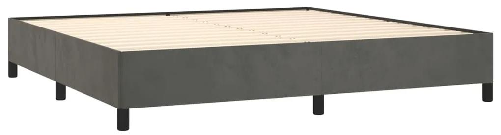 Pat box spring cu saltea, gri inchis, 200x200 cm, catifea Morke gra, 200 x 200 cm, Design cu nasturi
