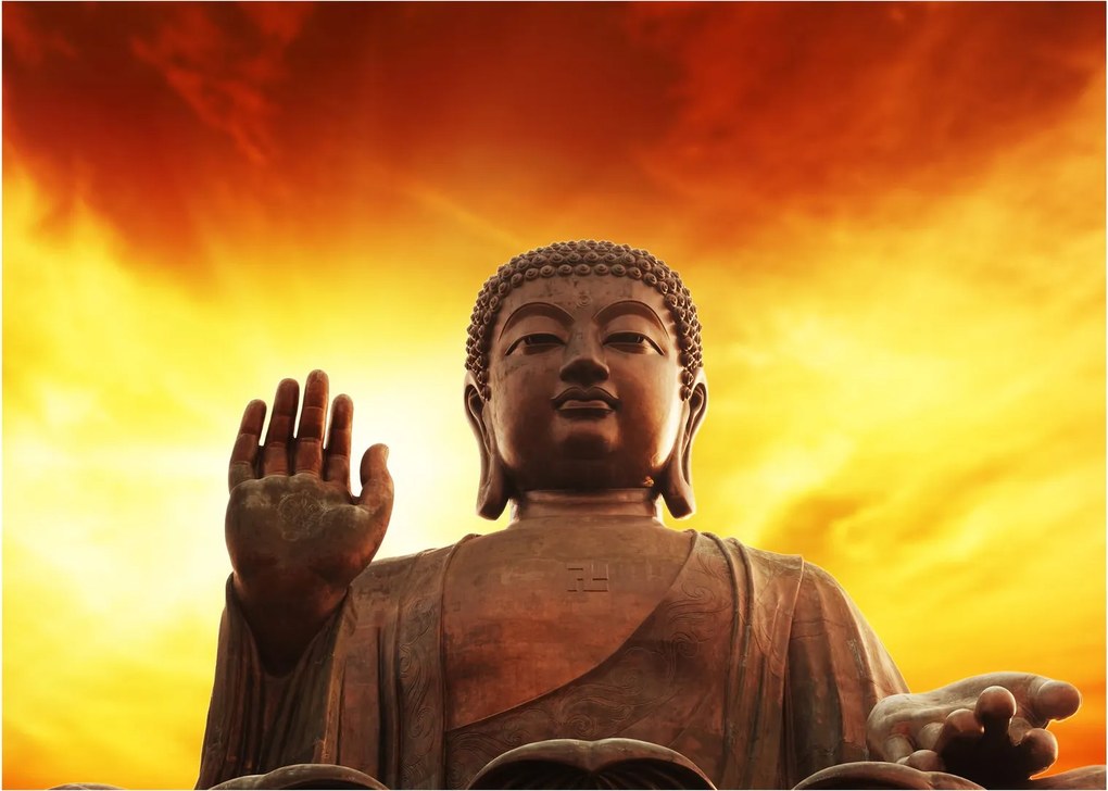 Tablou - Buddha cu fundal roșu și galben (70x50 cm)