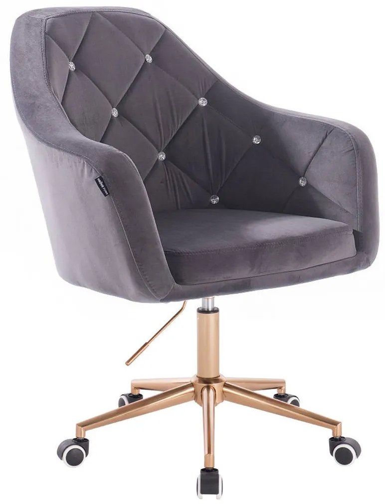 HR830K Scaun Catifea Grafit cu Bază Aurie