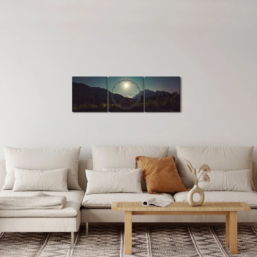 Tablou - cerul nocturn (cu ceas) (90x30 cm)
