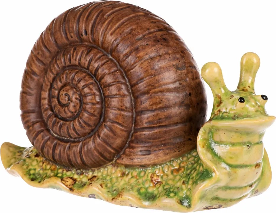 Decorație de grădină Melc, maro închis, 16 x 7 x10 cm, ceramică
