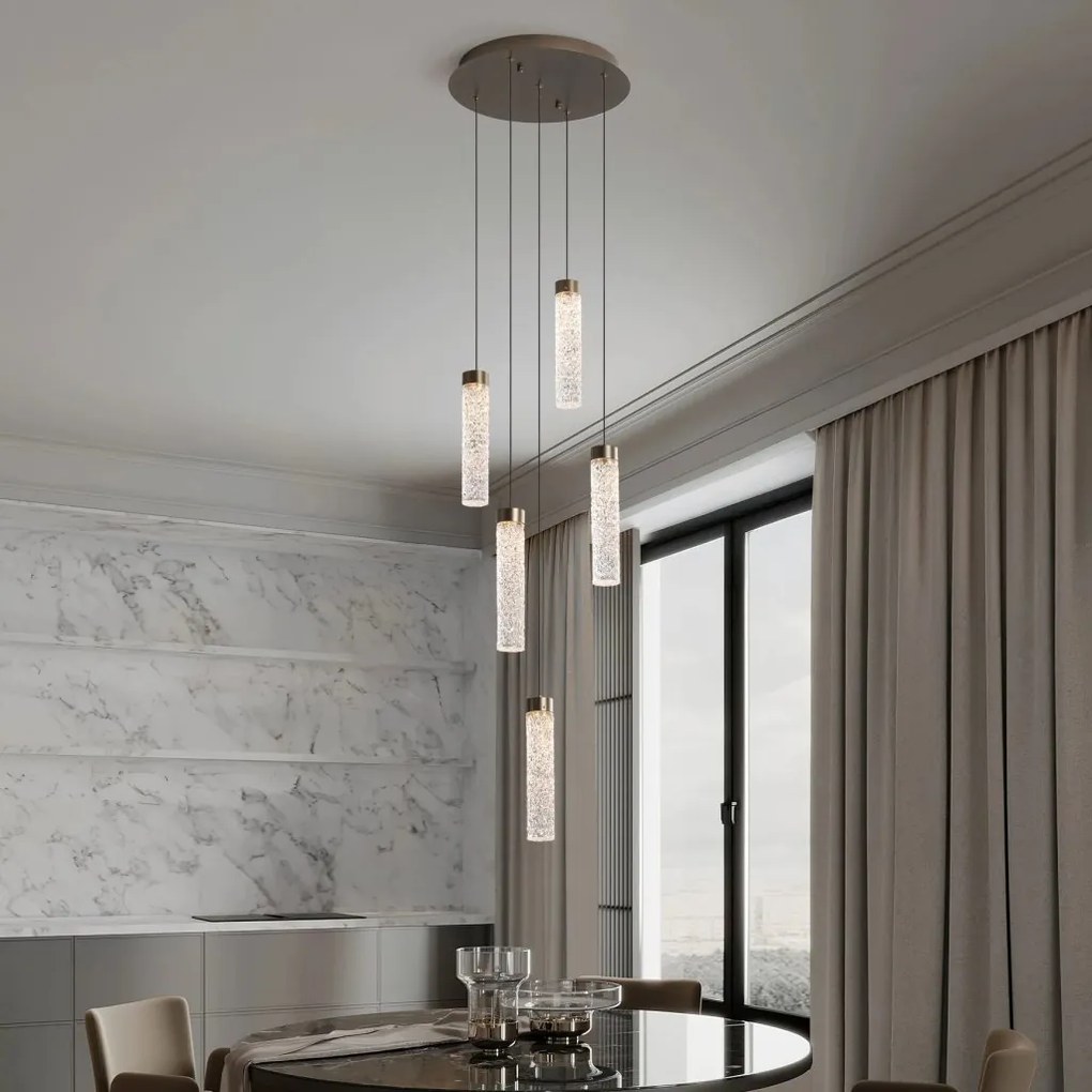 Lustra tavan cu pendule LED ZELON, alama antic
