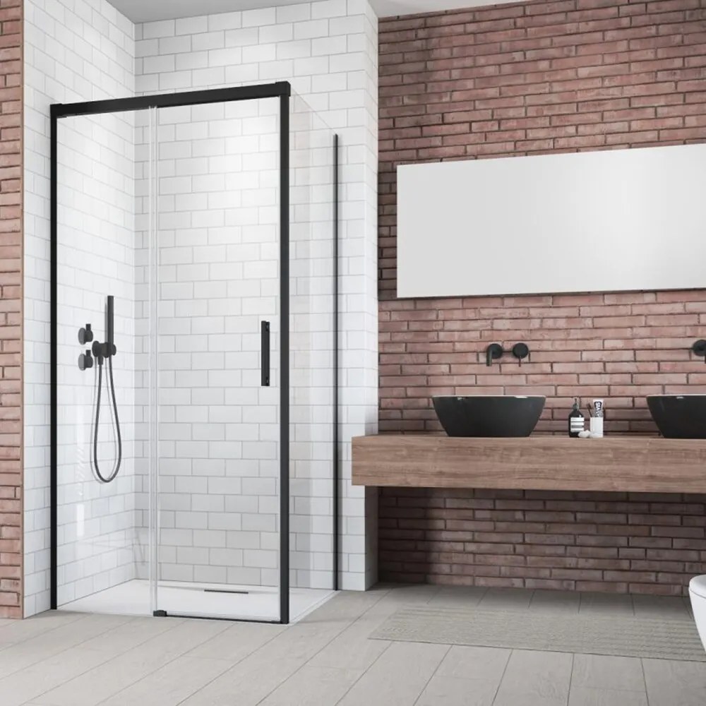 Perete lateral dreapta Radaway Idea KDJ 80 cm negru-transparent sticla 6 mm
