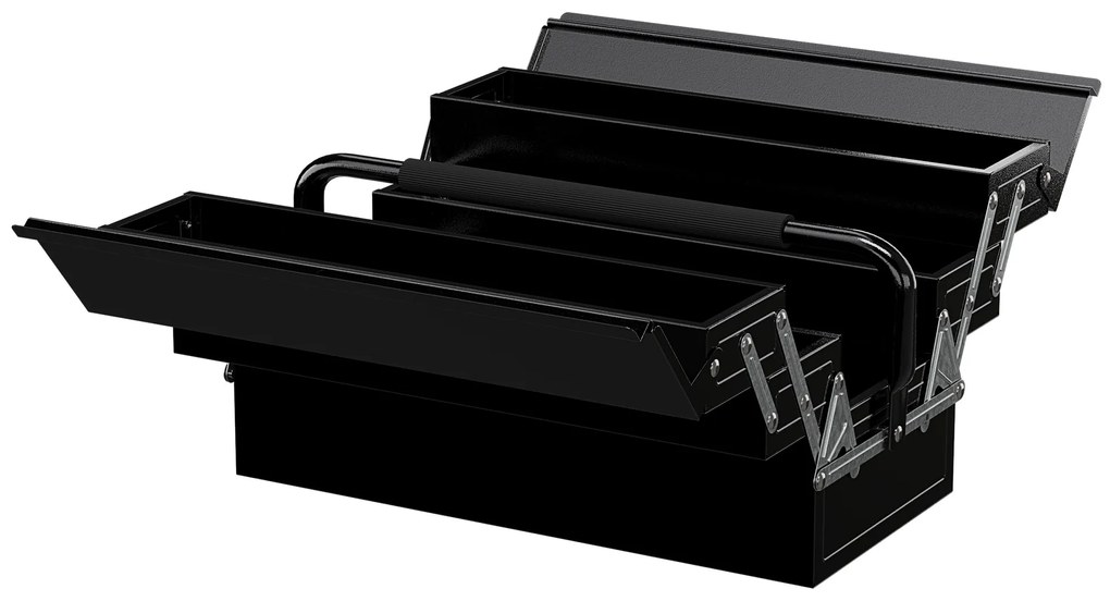 DURHAND Cutie de scule metalică - coffret de scule - cutie de scule 3 nivele 5 tăvi retractabile - oțel negru | Aosom Romania