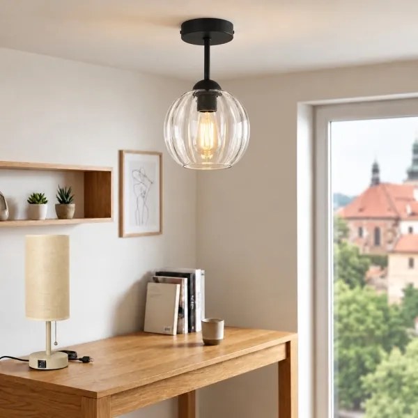 BRILAGI - lustra LED aplicată RETRO GLASS 1xE27/60W/230V Ø 18 cm negru/transparent