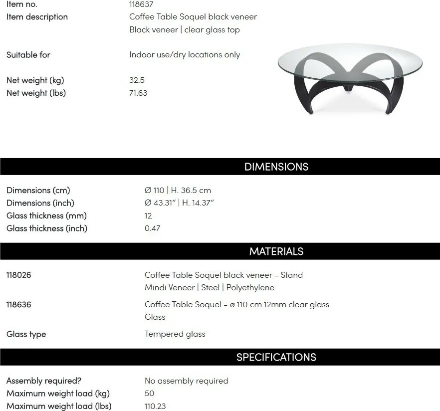 Masuta LUX design modern Soquel, negru