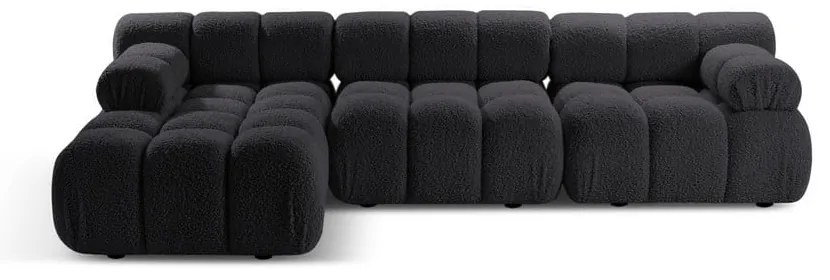 Colțar modular gri antracit cu tapițerie din țesătură bouclé (cu colț pe partea stângă ) Bellis – Micadoni Home