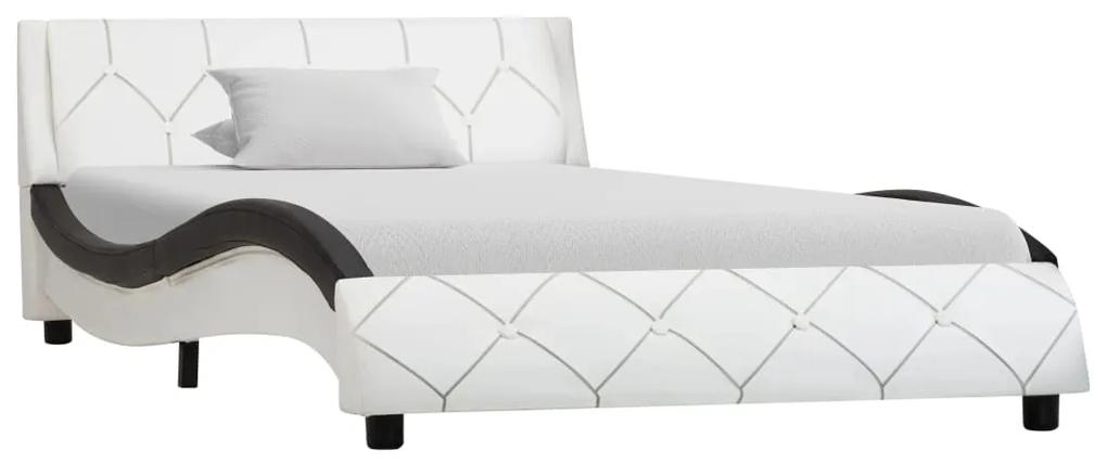 285643 vidaXL Cadru de pat, alb și negru, 100 x 200 cm, piele ecologică