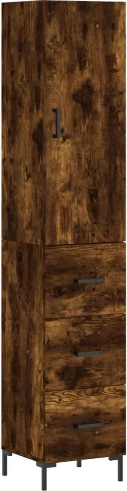 vidaXL Dulap înalt, stejar fumuriu, 34,5x34x180 cm, lemn prelucrat
