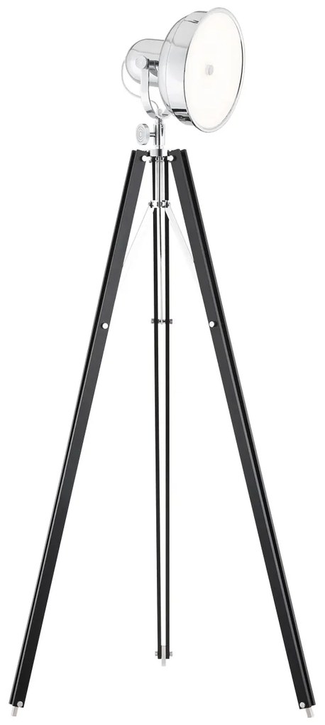 Lampadar LED de podea retro cu trepied lemn negru FOTO NEW