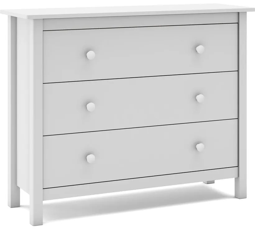 Comodă pentru copii albă joasă din lemn de pin 100x80 cm Max – Marckeric