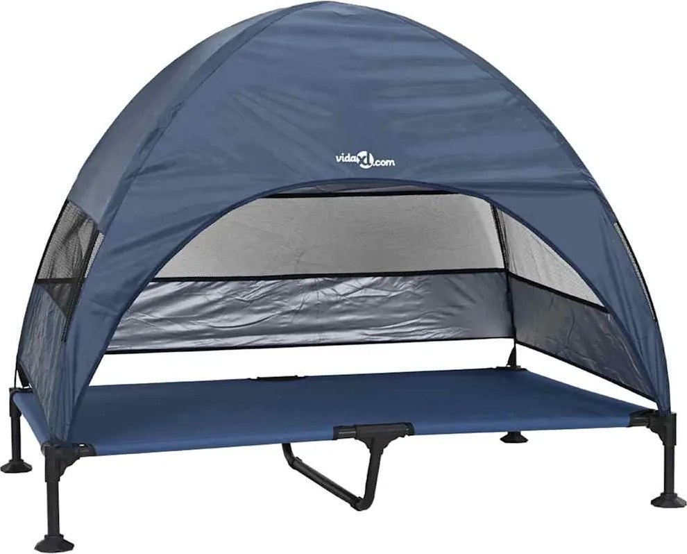 vidaXL Pat pentru câini ridicat Albastru marin 127 x 81 x 108 cm