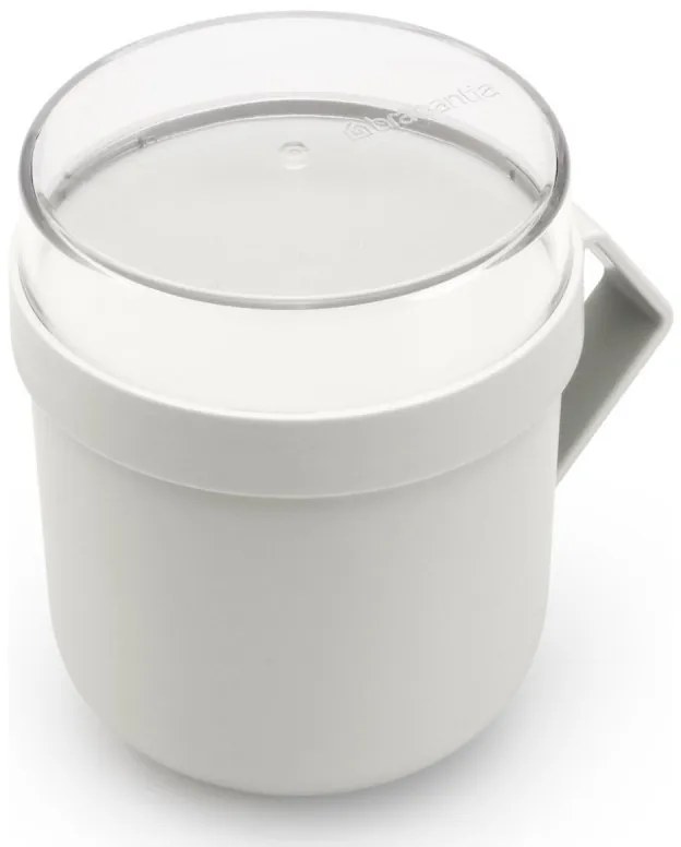 Ceasca pentru supa cu capac Brabantia Make&Take 1006295, 600+180 ml, Capac cu infiletare, Fara BPA, Gri