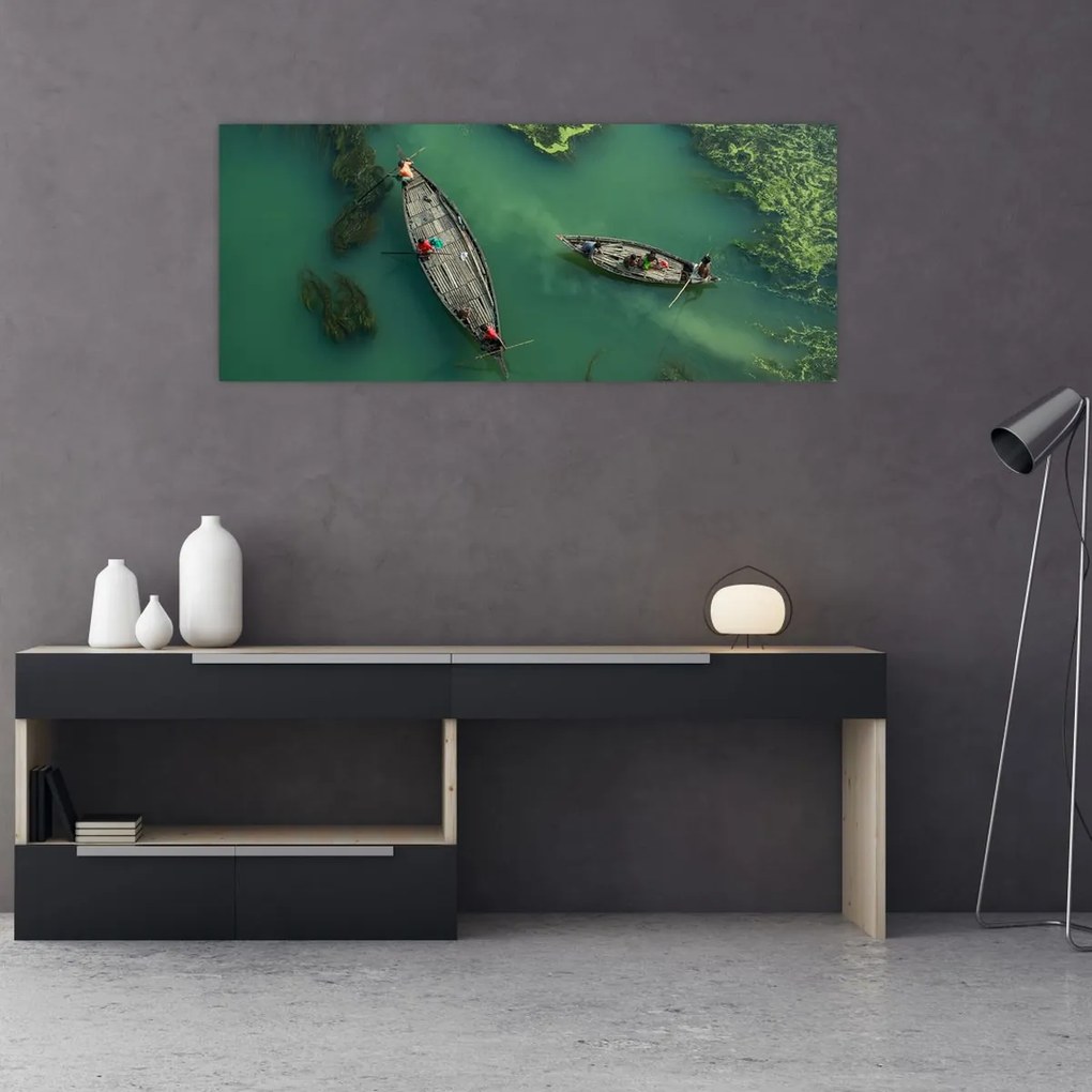 Tablou - Pescarii de pe râu (120x50 cm)