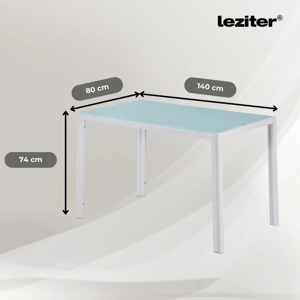 Masă pătrată Ezra 140 cm, din sticlă, albă