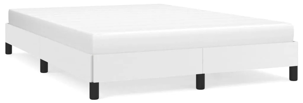 346899 vidaXL Cadru de pat, alb, 140x190 cm, piele ecologică