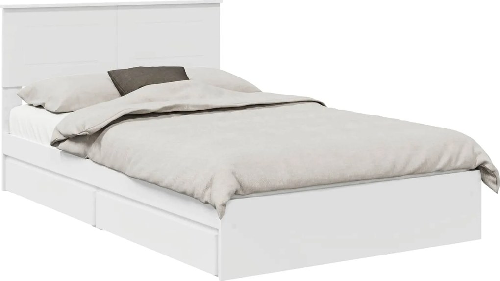 vidaXL Pat cu storage cu headboard Alb 120 x 190 cm Lemn compozit
