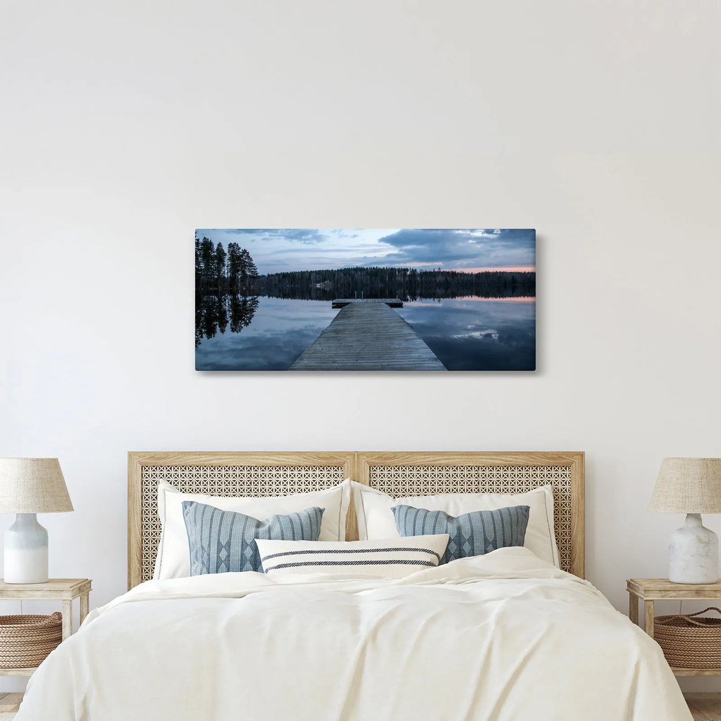 Tablou - Ponton de lemn, lac (120x50 cm)