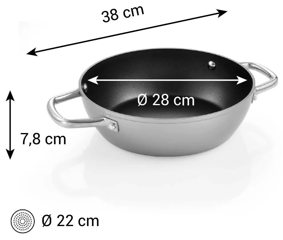 Tescoma Tigaie adâncă GrandCHEF+ diametru 28 cm, 2mânere, diam. 28 cm