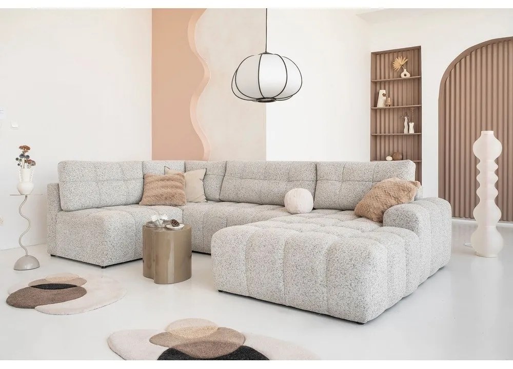 Colțar modular bej extensibil/cu spațiu de depozitare (cu colț pe partea stângă) Lulu – Miuform