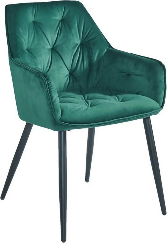 Scaun BEL, verde smarald/negru, stofa catifelata/metal, 58x63x86 cm