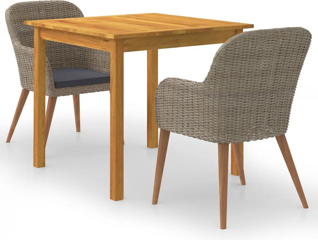 vidaXL Set mobilier de grădină, 3 piese, maro