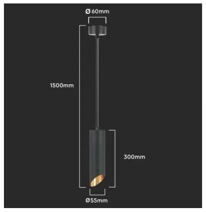 Lustră pe tijă 1xGU10/35W/230V 30 cm neagră