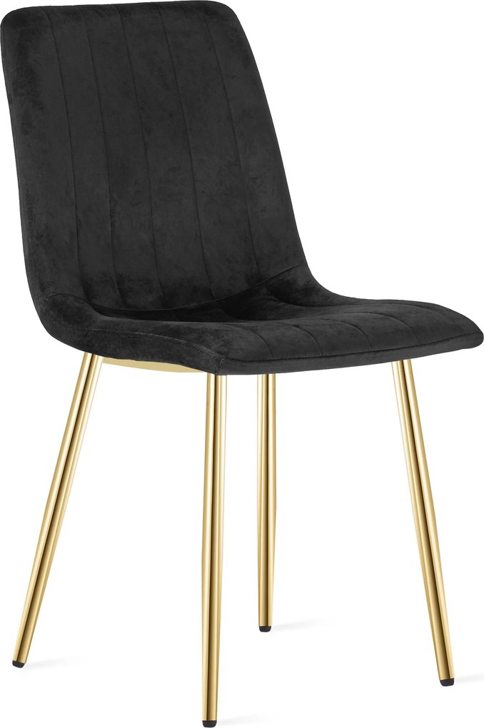 Set 4 Scaune Bucatarie/Dining Gabe, Picioare Aurii, Neagra