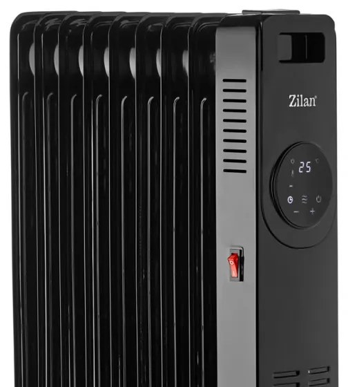 Calorifer electric cu ulei Zilan ZLN8416, 2000 W, 9 elementi, 3 trepte, Telecomanda, Termostat, Negru