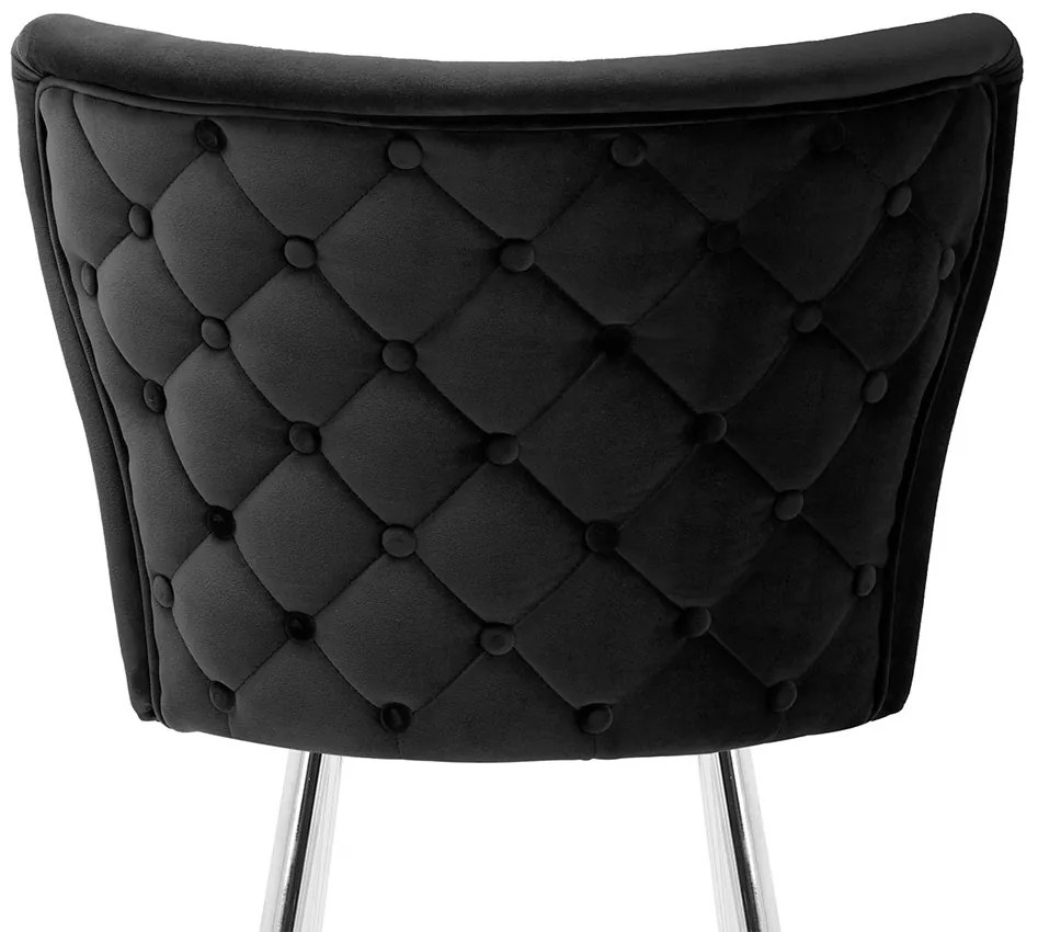 Scaun de bar Modena negru picioare silver - H70 cm