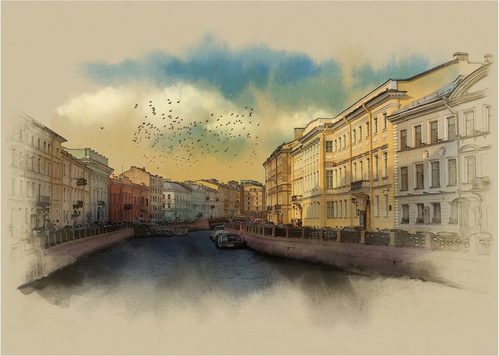 Tablou pe sticlă - Râul Moyka, Sankt Petersburg, Rusia (70x50 cm)