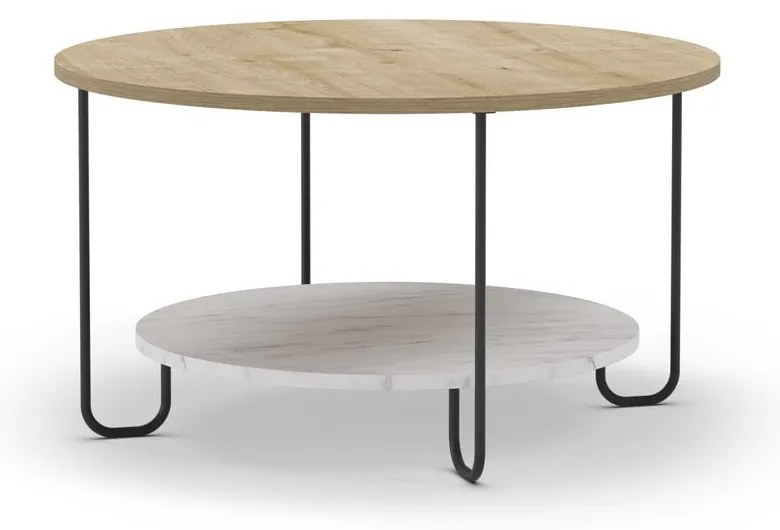 Măsuță de cafea în culoare naturală rotundă cu blat cu aspect de lemn de stejar ø 80 cm Tonka – Marckeric