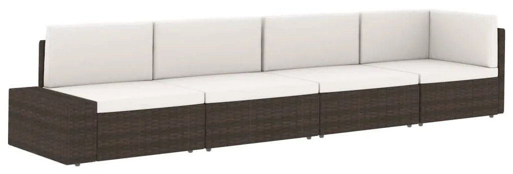 Canapea modulara cu 2 locuri, gri, poliratan 1, Gri, 2x Canapea de mijloc