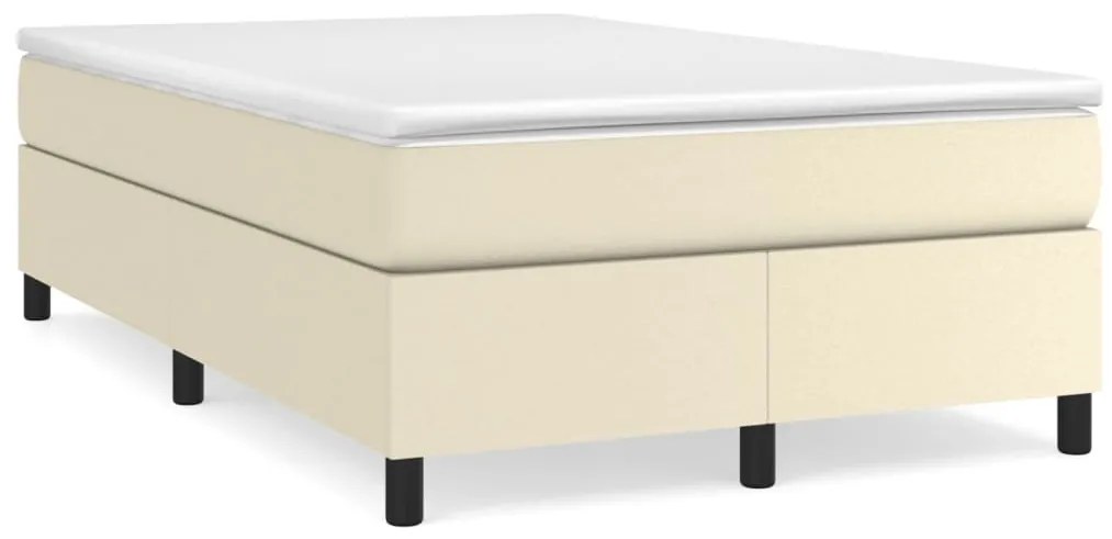 3144598 vidaXL Pat box spring cu saltea, crem, 120x200 cm, piele ecologică
