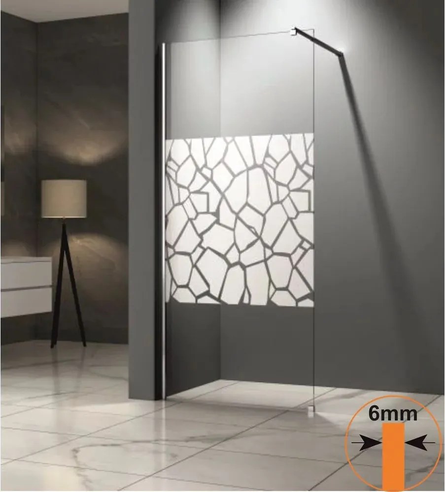 Paravan de dus tip Walk-In Inter Ceramic profil crom - sticla transparenta+elemente albe 80x200 cm